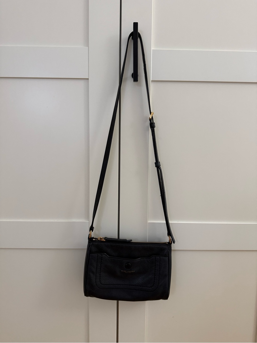 Marc Jacobs Black Leather Crossbody with Gold Hardware